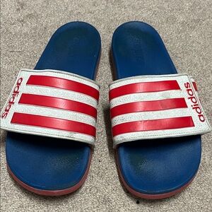 Adidas mens Red and White Slide Sandals